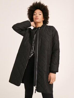 Vince Camuto Womens Long Quilted Bomber Style Jacket Coat